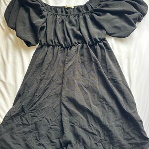 See You Monday Black Off-Shoulder Ruffled Dress